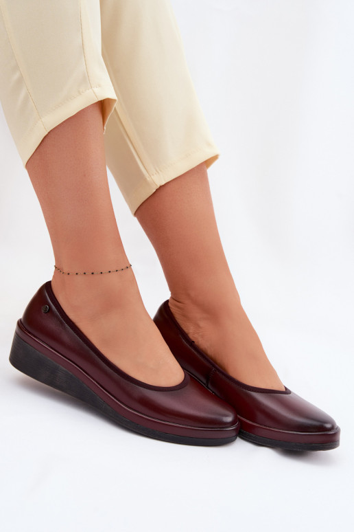 Pelle scarpe Femminile con una piattaforma Vinceza 39987 Borgogna