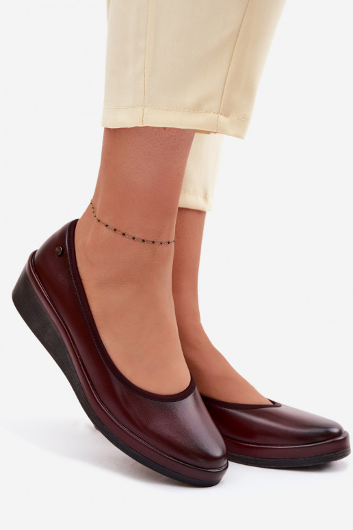 Pelle scarpe Femminile con una piattaforma Vinceza 39987 Borgogna