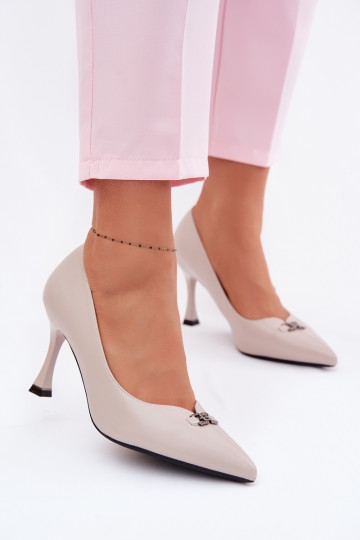 Scarpe con tacco grigie con dettagli decorativi Vinceza 62291 2