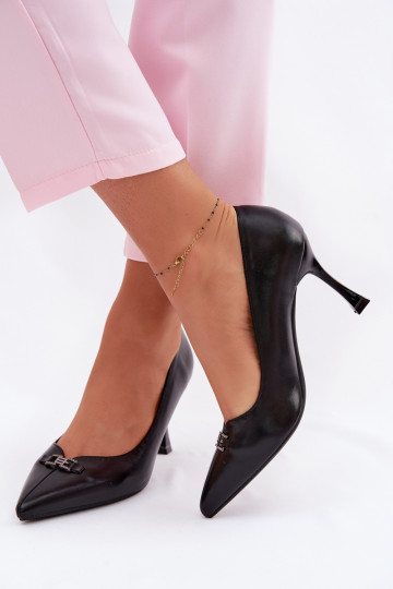 Scarpe con tacco nere con dettagli decorativi Vinceza 62291