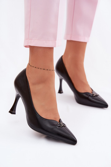 Scarpe con tacco nere con dettagli decorativi Vinceza 62291 2