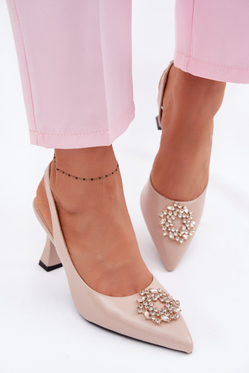 Sandali col tacco alto Con gioielli Vinceza 62277 beige