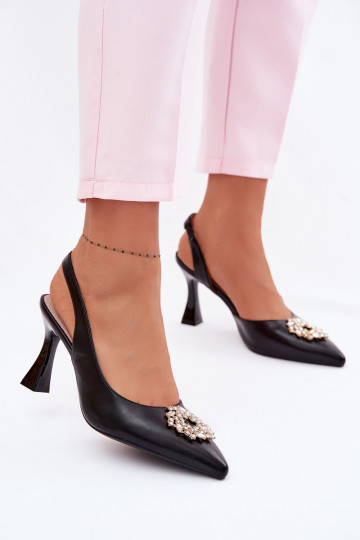 Sandali col tacco alto Con gioielli Vinceza 62277 colore nero 2