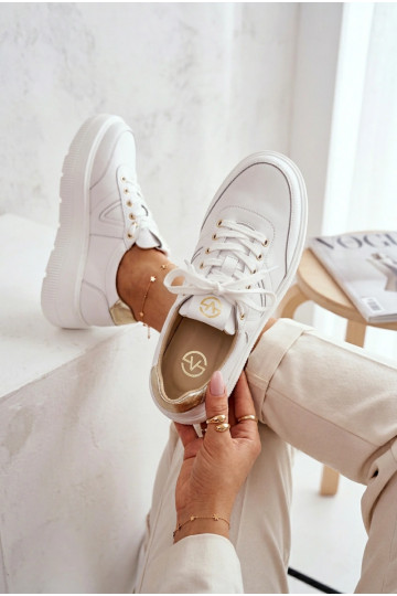 Scarpe sportive in pelle da donna con plateau Vinceza 39976 color bianco