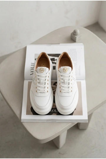 Scarpe sportive in pelle da donna con plateau Vinceza 39976 color bianco 2