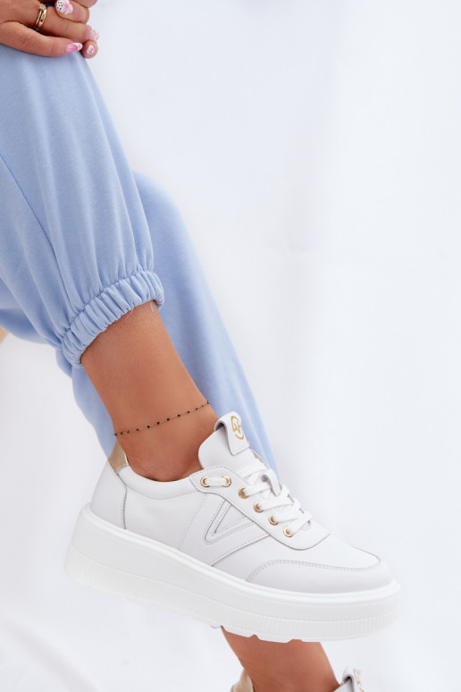 Scarpe sportive in pelle da donna con plateau Vinceza 39976 color bianco