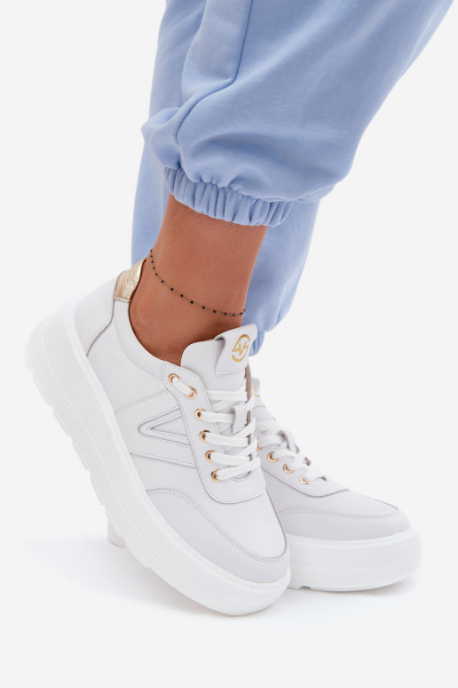 Scarpe sportive in pelle da donna con plateau Vinceza 39976 color bianco