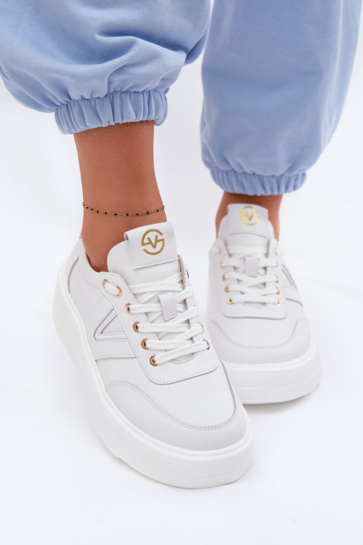 Scarpe sportive in pelle da donna con plateau Vinceza 39976 color bianco