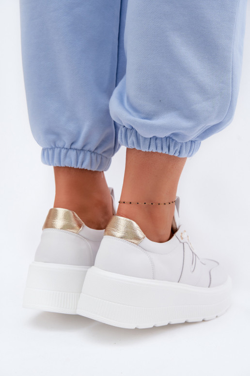 Scarpe sportive in pelle da donna con plateau Vinceza 39976 color bianco