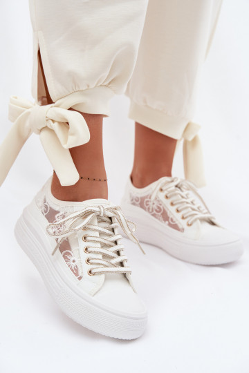 Scarpe casual con lacci e platform Lee Cooper LCIN-26-44-4480 bianche 2