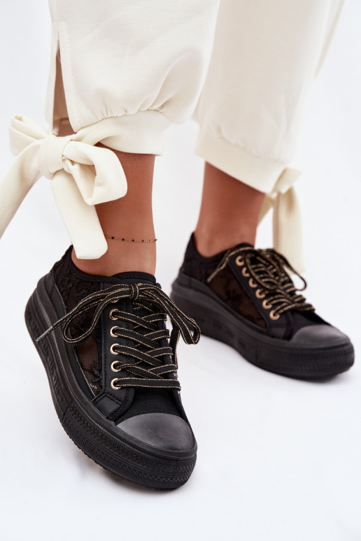 Scarpe per il tempo libero con pizzo con una piattaforma Lee Cooper LCIN-26-44-4479 colore nero