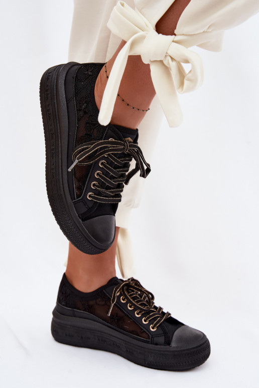 Scarpe per il tempo libero con pizzo con una piattaforma Lee Cooper LCIN-26-44-4479 colore nero