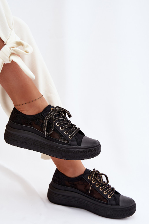 Scarpe per il tempo libero con pizzo con una piattaforma Lee Cooper LCIN-26-44-4479 colore nero