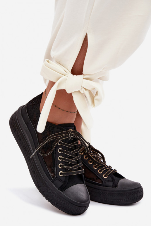 Scarpe per il tempo libero con pizzo con una piattaforma Lee Cooper LCIN-26-44-4479 colore nero