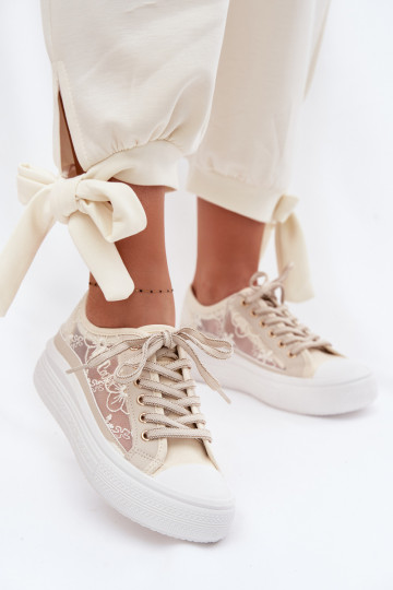 Scarpe per il tempo libero con pizzo con una piattaforma Lee Cooper LCIN-26-44-4481 beige 2