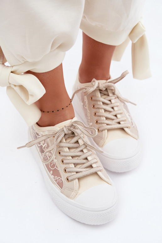 Scarpe per il tempo libero con pizzo con una piattaforma Lee Cooper LCIN-26-44-4481 beige