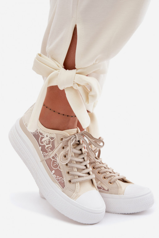 Scarpe per il tempo libero con pizzo con una piattaforma Lee Cooper LCIN-26-44-4481 beige