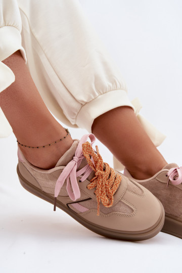 Scarpe modello sneakers FemminilePodAójnymi SznuróAkami colore marrone Relisa