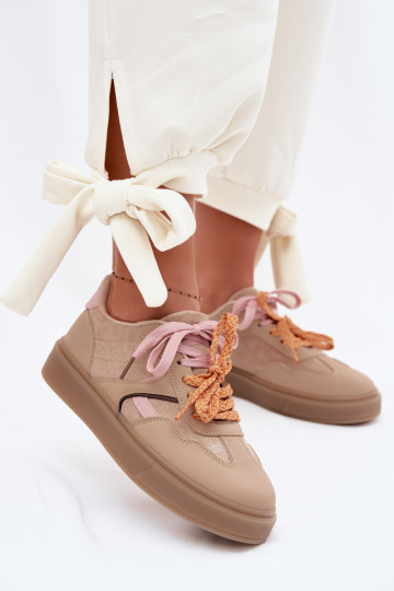 Scarpe sportive da donna con lacci doppi marroni Relisa 2