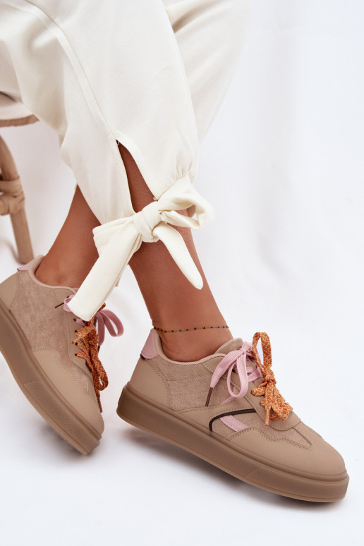 Scarpe modello sneakers FemminilePodAójnymi SznuróAkami colore marrone Relisa