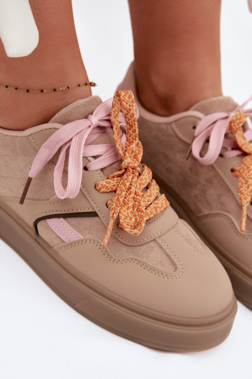 Scarpe modello sneakers FemminilePodAójnymi SznuróAkami colore marrone Relisa