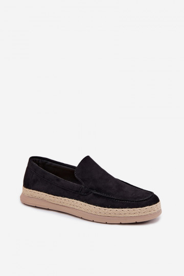 Mocassini da uomo espadrillas neri Rexton