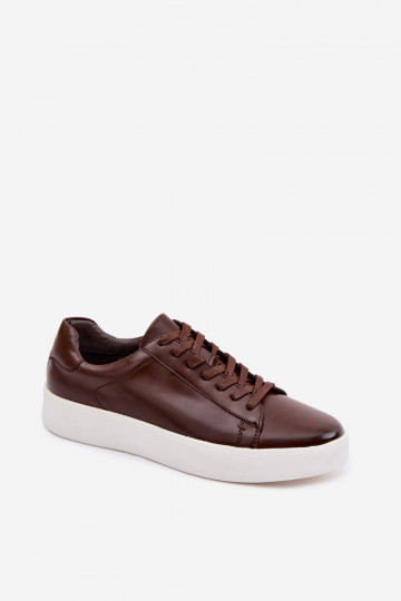 Scarpe sportive da uomo in pelle sintetica marroni scuri Velton