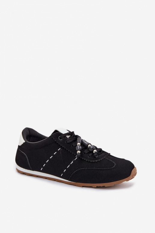 Scarpe modello sneakers Basso per le donne con perline colore nero Galora