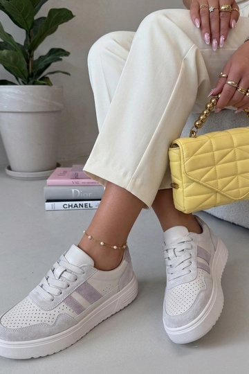 Sneakers color sabbia in pelle naturale Cambell