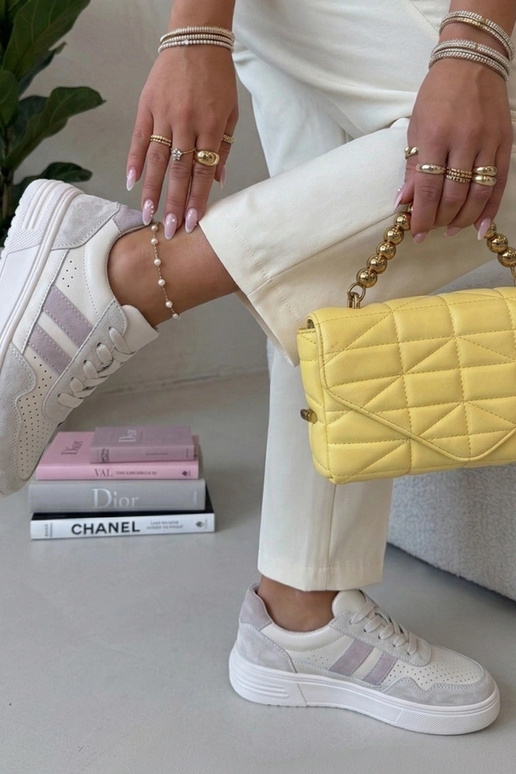 Sneakers color sabbia in pelle...