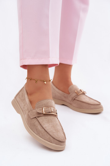 mocassini da donna con fibbie beige Belinae 2