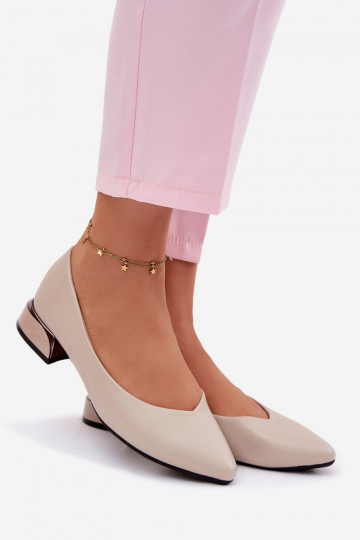 Ballerine con tacco basso Vinceza 62280 color sabbia