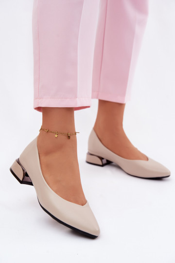 Ballerine con tacco basso Vinceza 62280 color sabbia 2