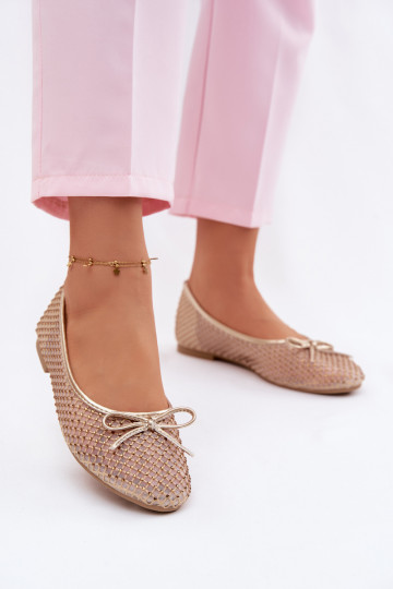Ballerine in rete con decorazione Vinceza 62270 color oro