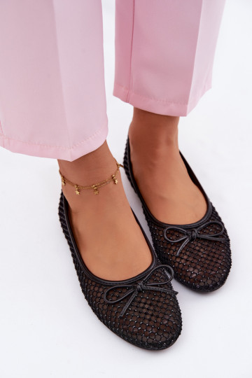 Ballerine in rete con decorazione Vinceza 62270 nere