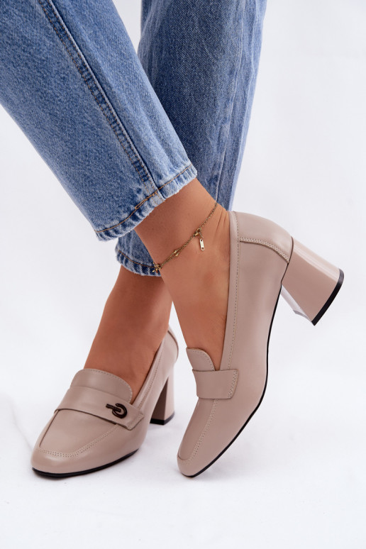 Pelle scarpe Femminile con i tacchi Vinceza 18119 beige
