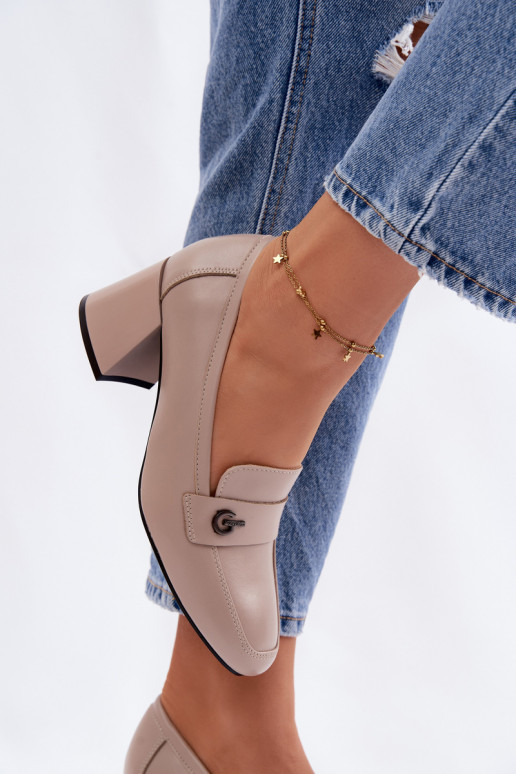 Pelle scarpe Femminile con i tacchi Vinceza 18119 beige