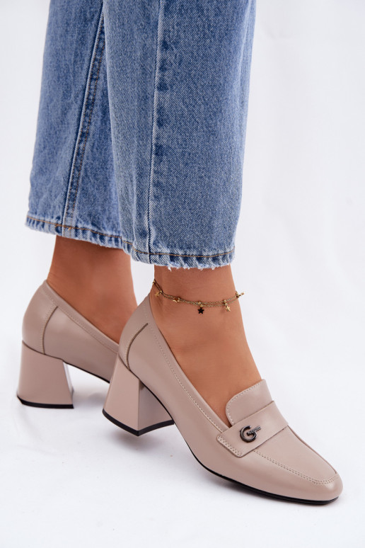 Pelle scarpe Femminile con i tacchi Vinceza 18119 beige