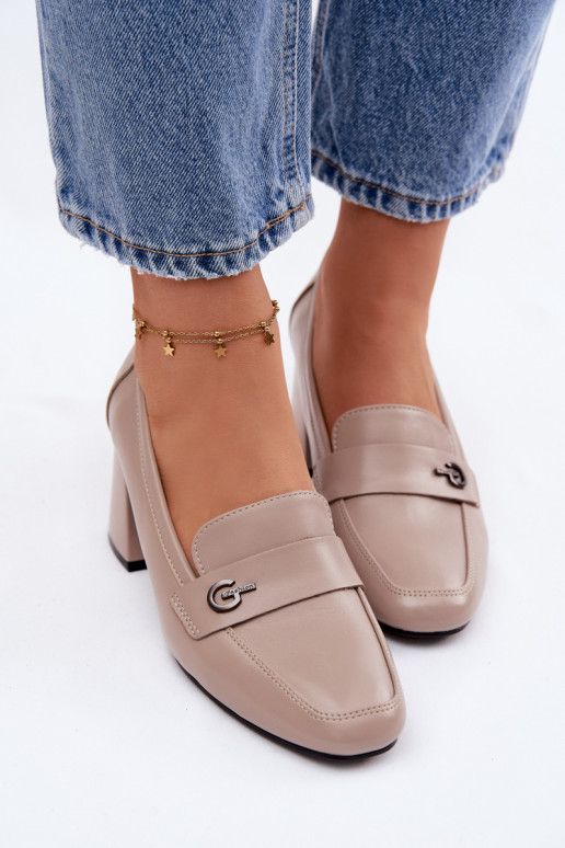 Pelle scarpe Femminile con i tacchi Vinceza 18119 beige