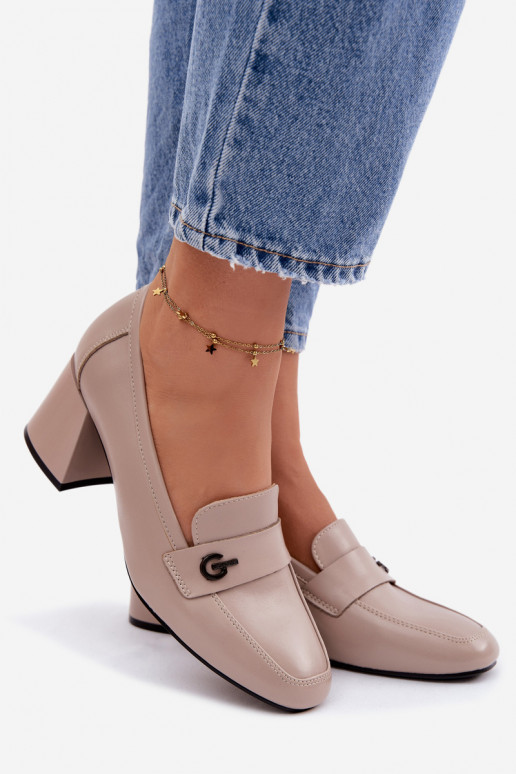 Pelle scarpe Femminile con i tacchi Vinceza 18119 beige