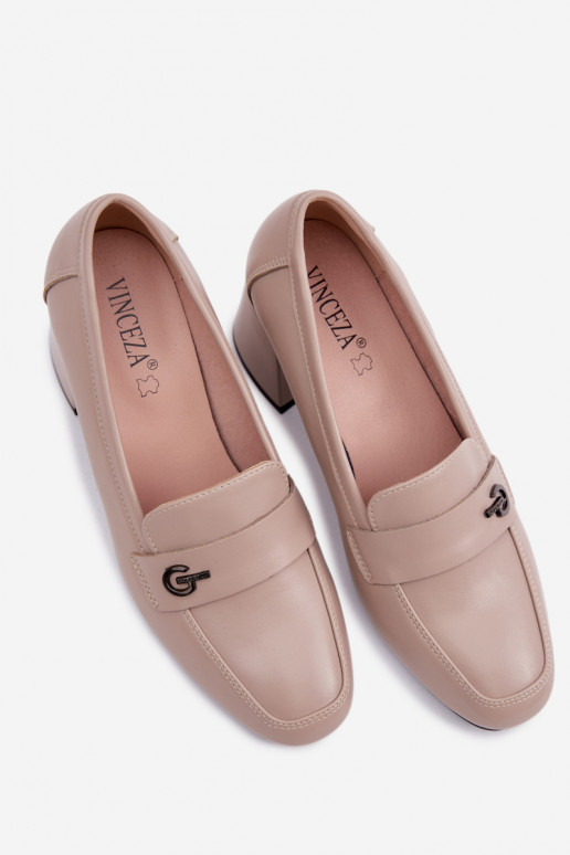Pelle scarpe Femminile con i tacchi Vinceza 18119 beige
