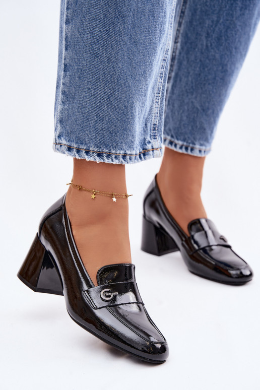 Stivaletti in vera pelle laccata Femminile con i tacchi Vinceza 18119 colore nero