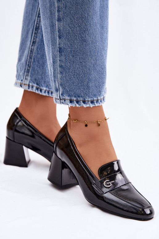 Stivaletti in vera pelle laccata Femminile con i tacchi Vinceza 18119 colore nero