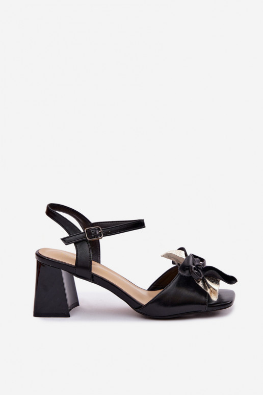 Sandali con tacco alto da donna Con decorazioni Un fiore Vinceza 20283 colore nero