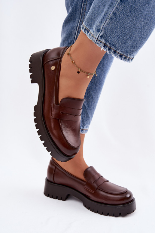 Pelle mocassini da donna Vinceza 18125 colore marrone