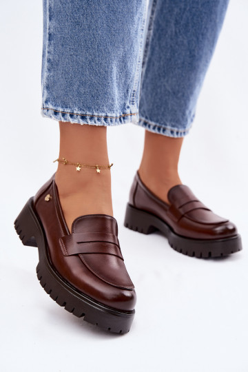 Pelle mocassini da donna Vinceza 18125 colore marrone 2