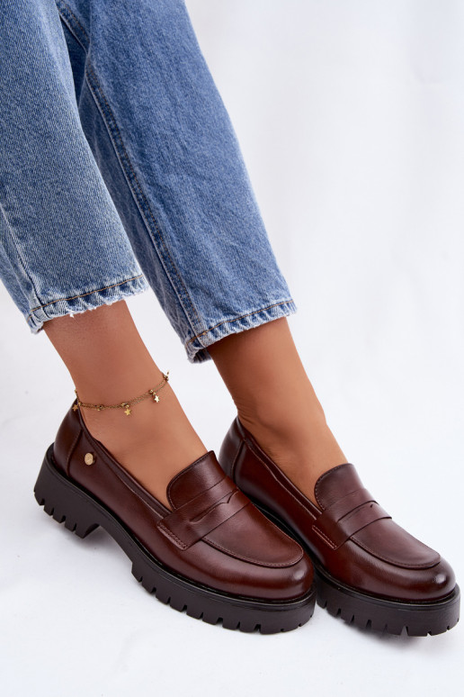 Pelle mocassini da donna Vinceza 18125 colore marrone