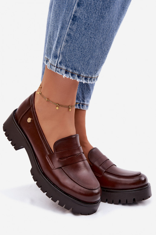 Pelle mocassini da donna Vinceza 18125 colore marrone