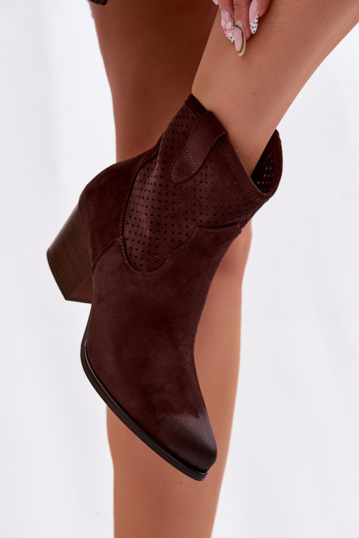 Stivali traforati stile coAboy Femminile con i tacchi Vinceza 58150 CzekoladoAe