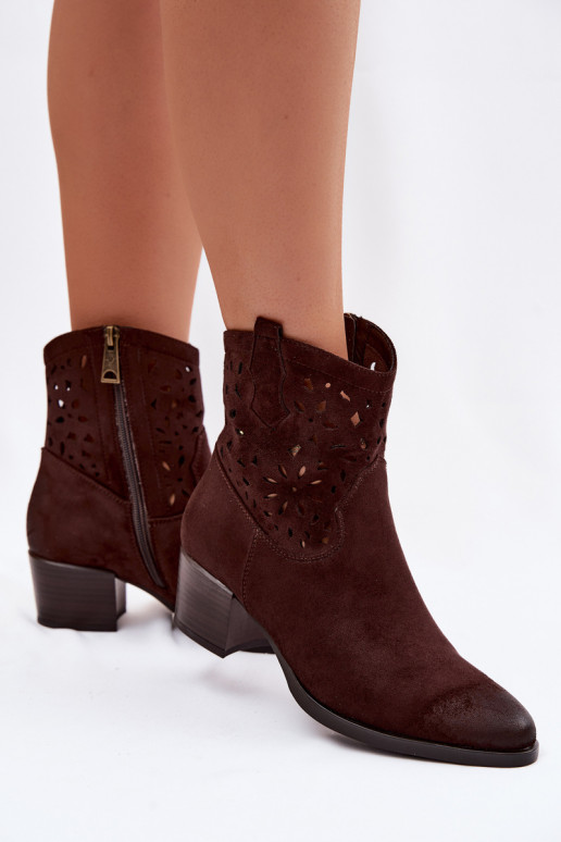 Stivali traforati Femminile con i tacchi Vinceza 58452 Czekolada